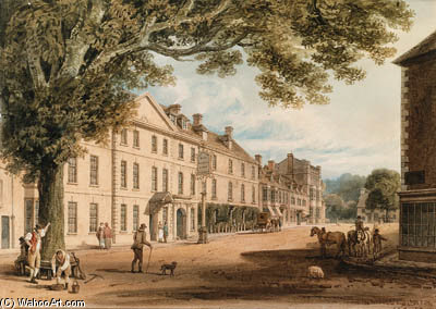 The Marlborough Arms, Oxford Street, Woodstock; And The Market Place, Woodstock, Oxfordshire — John Buckler