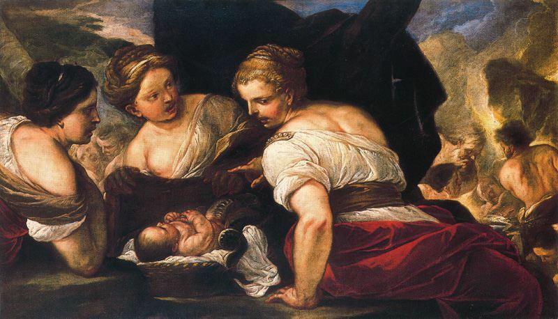 The Daughters Of Cecrops Open The Basket In Which The Baby Erichthonius Was — Luca Giordano