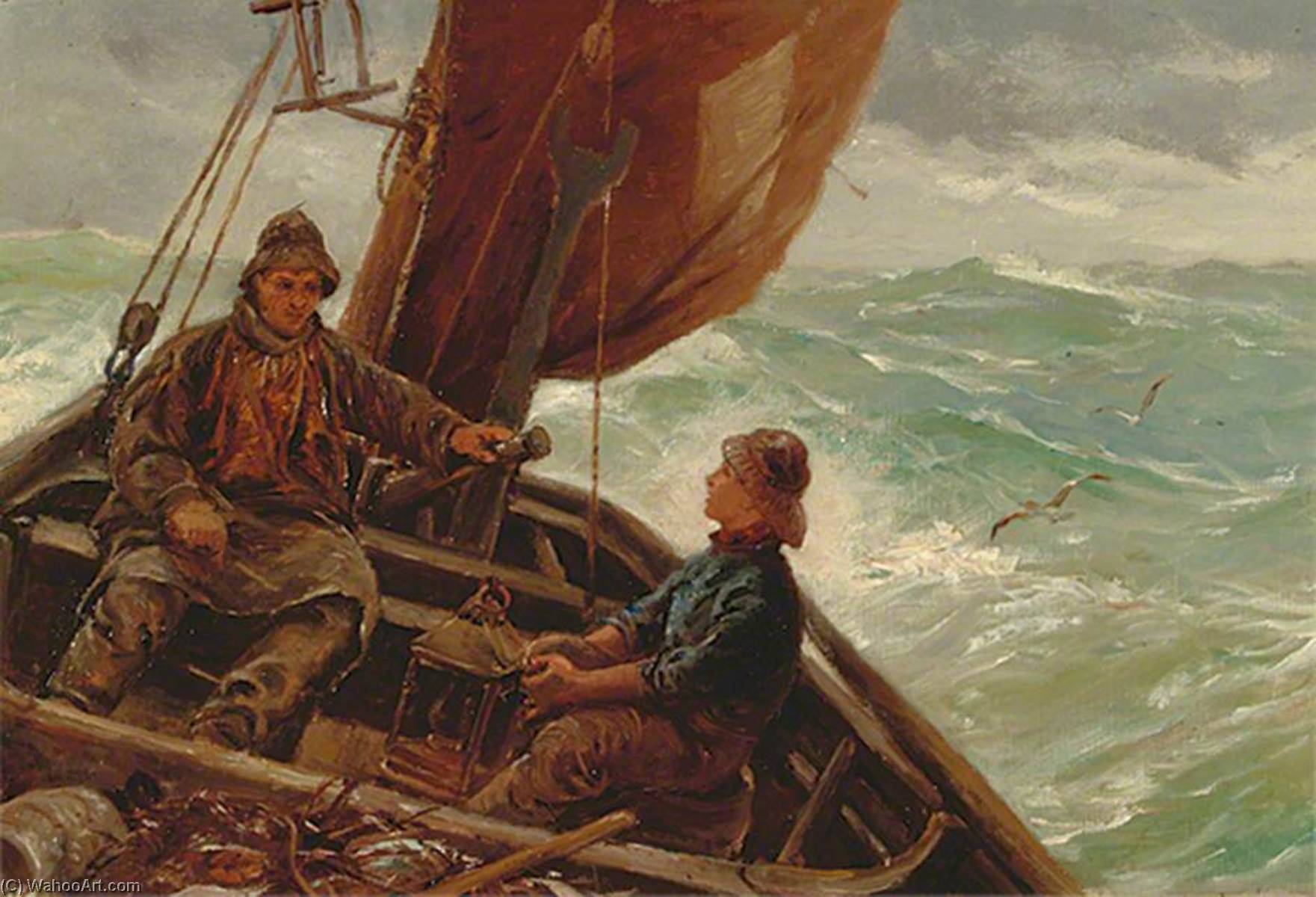Fishing Boat At Sea — William Henry Borrow
