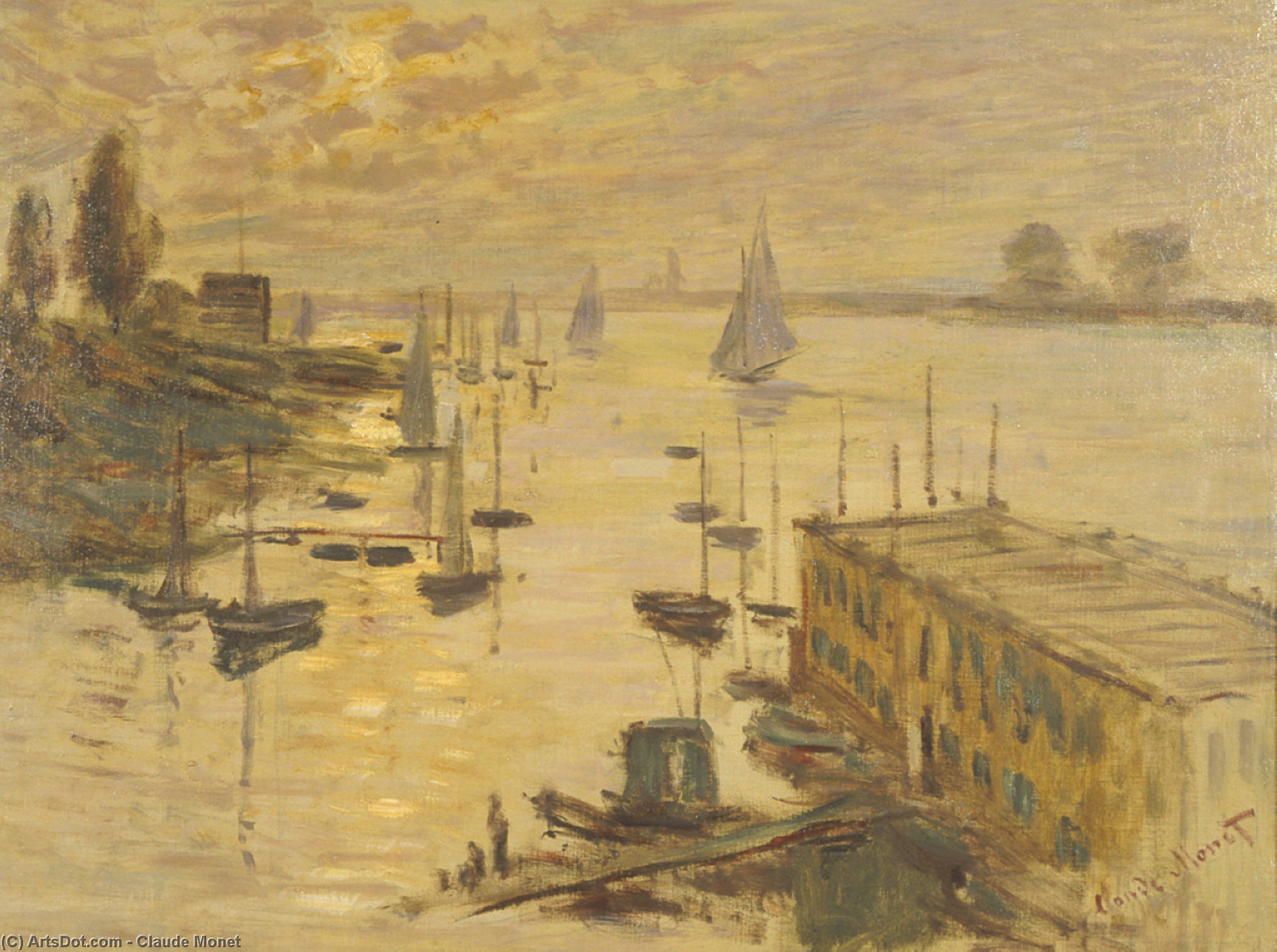 The Pool Seen From The Bridge Argenteuil — Claude Monet