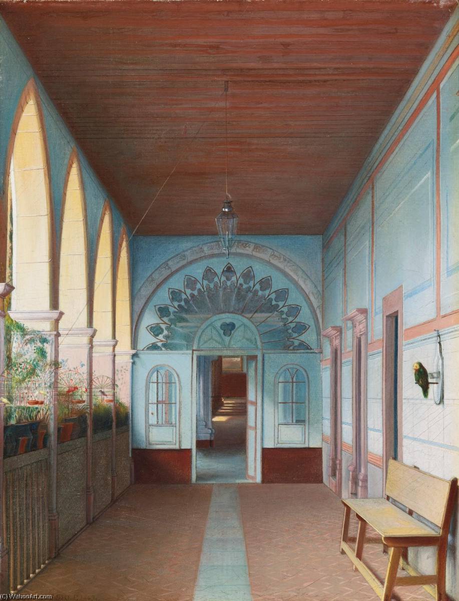 Corredor De La Casa De La Mina De Mellado En Guanajuato — Eugenio Landesio