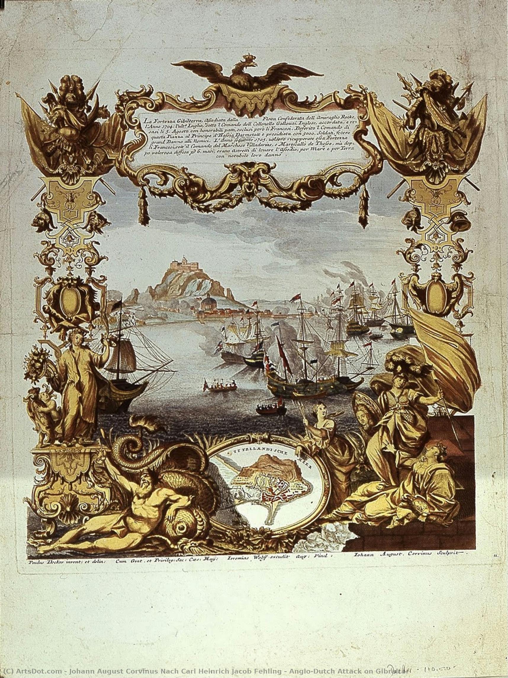 Anglo-dutch Attack On Gibraltar — Johann August Corvinus Nach Carl Heinrich Jacob Fehling