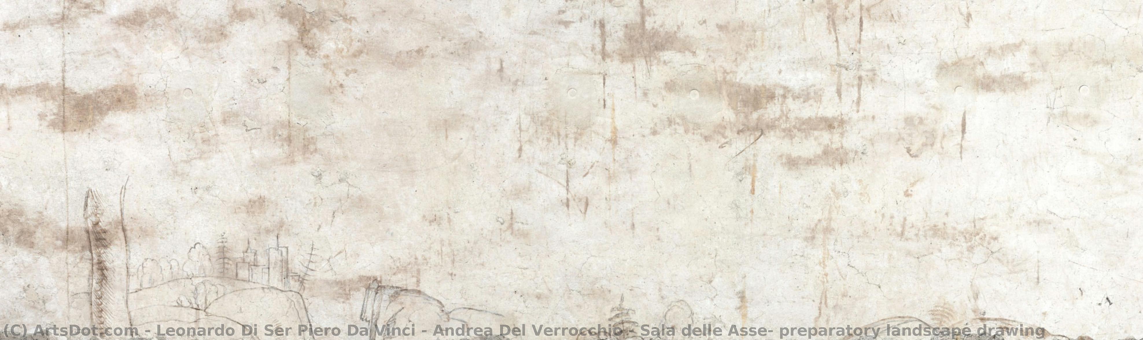 Sala Delle Asse, Preparatory Landscape Drawing — レオナルド・ダ・ヴィンチ & アンドレア・デル・ヴェロッキオ