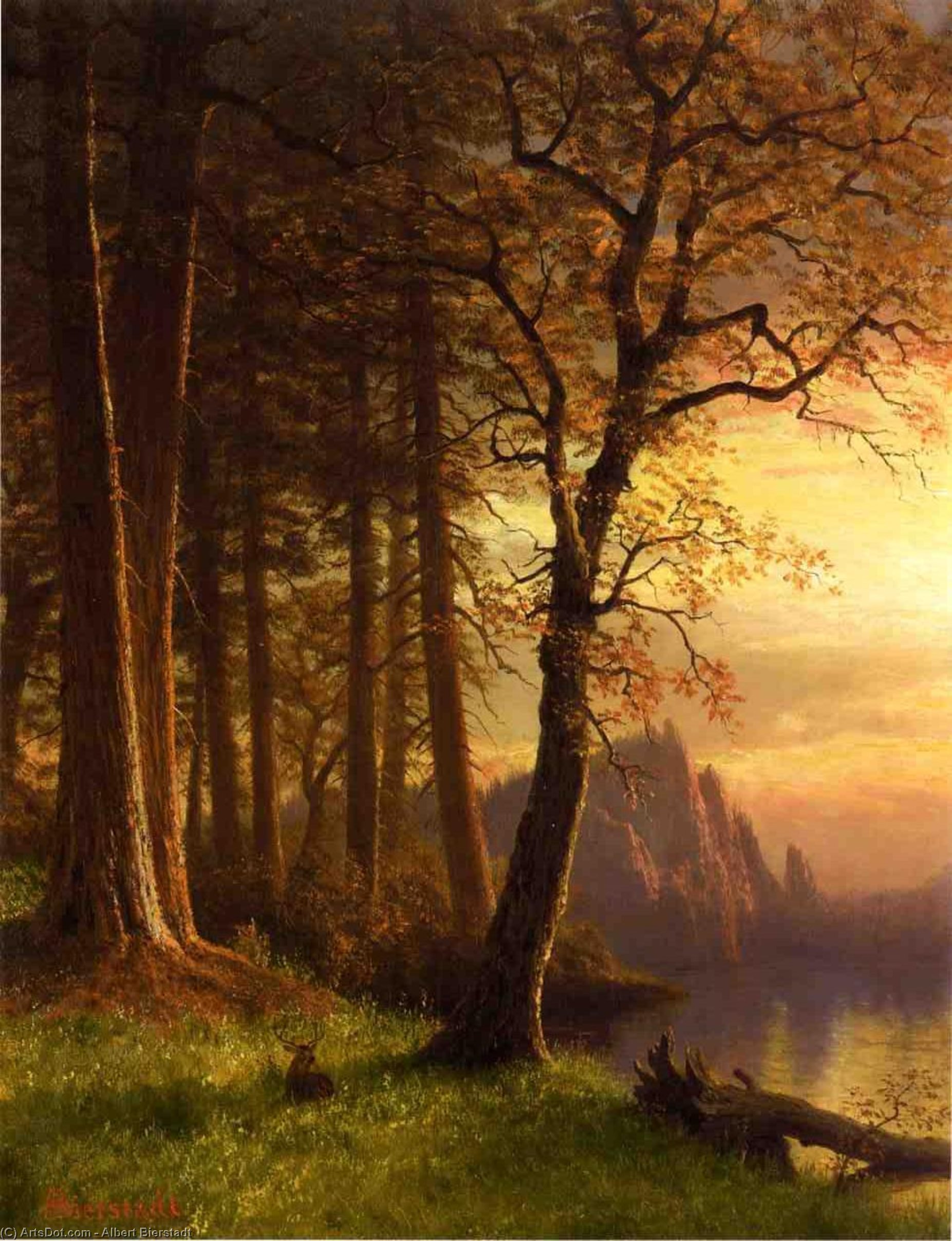 Sunset In California Yosemite — Albert Bierstadt