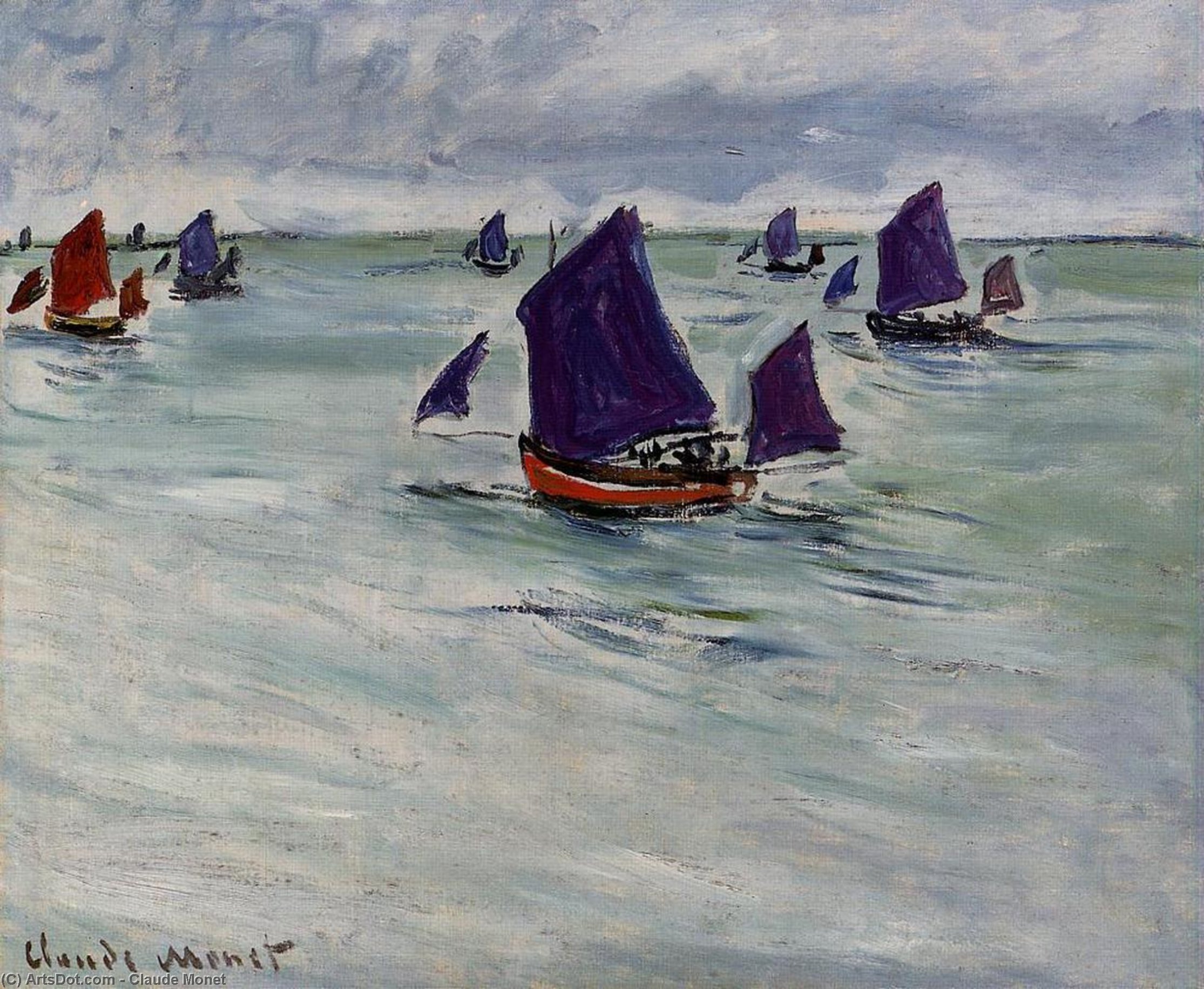 Barcos De Pesca Frente A Pourville — Claude Monet
