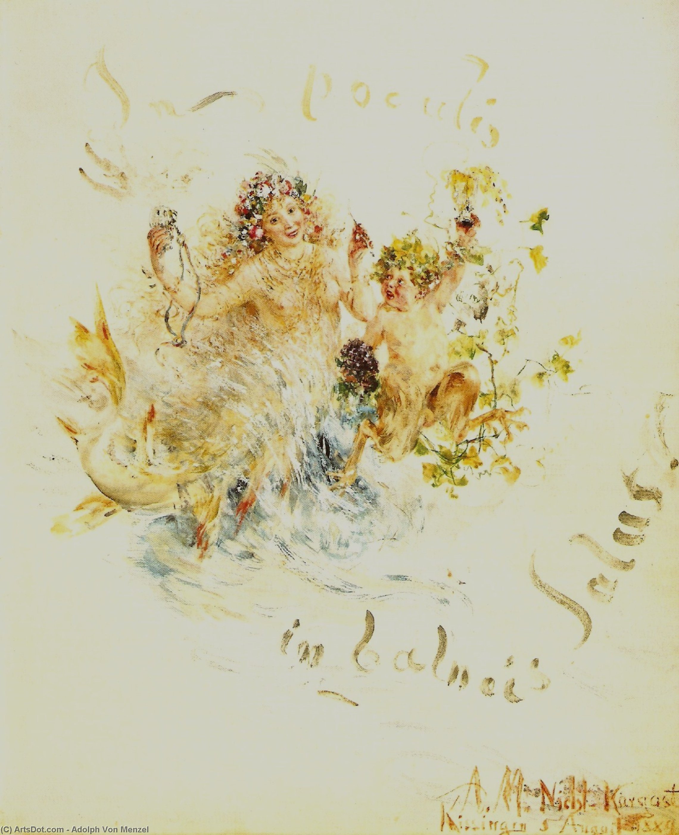 Frontispiece In The Golden Book Of Bad Kissingen — Adolph Von Menzel