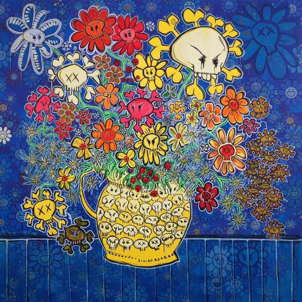 Eternal Bloom In Cobalt Chaos: A Singular Vision Of Macabre Floral Splendor — Sylvain Vasseur