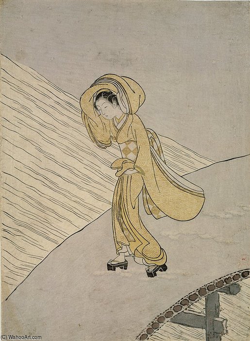 Crossing The Sano — Suzuki Harunobu