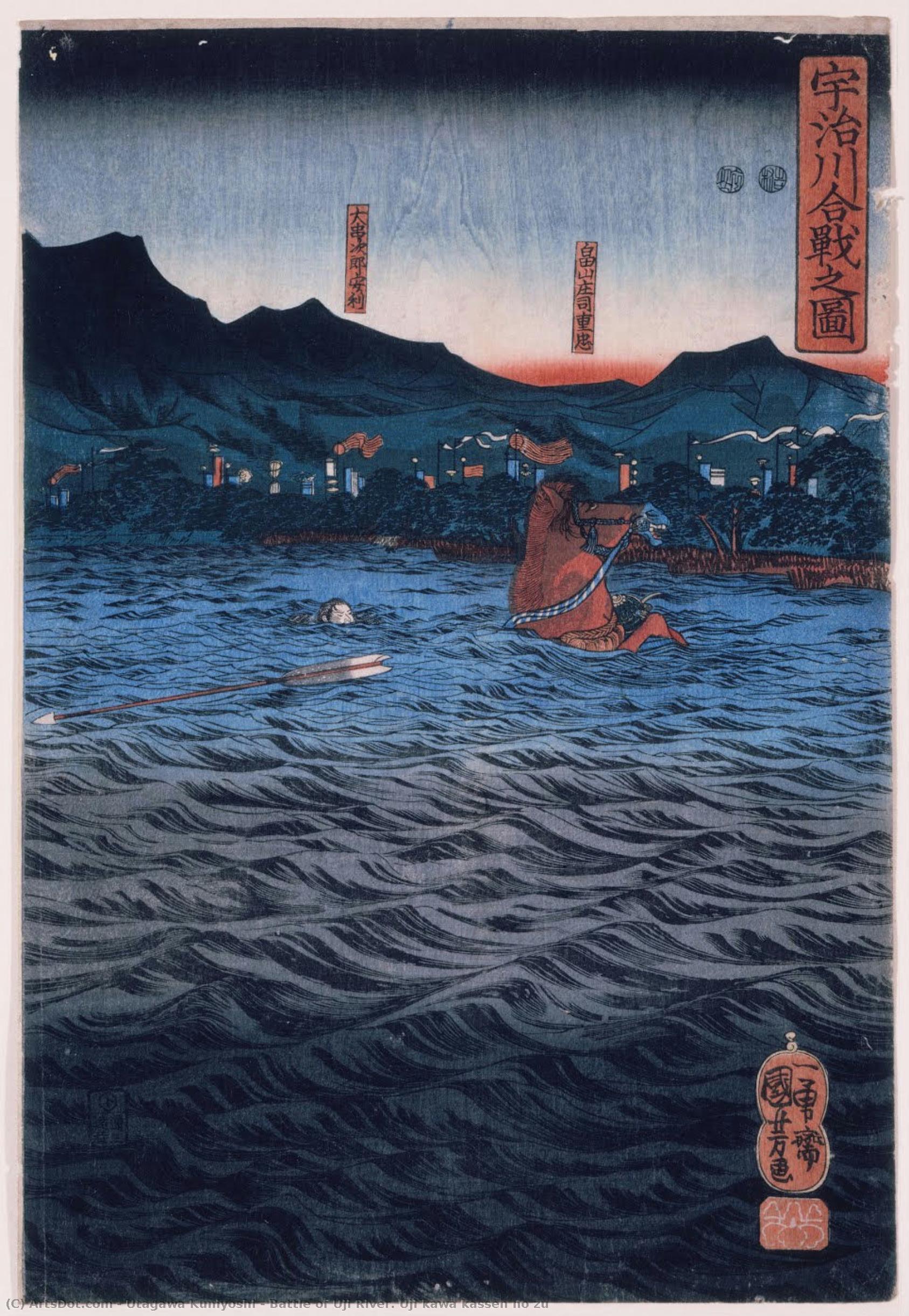 Batalla Del Río Uji. Uji Kawa Kassen No Zu — Utagawa Kuniyoshi
