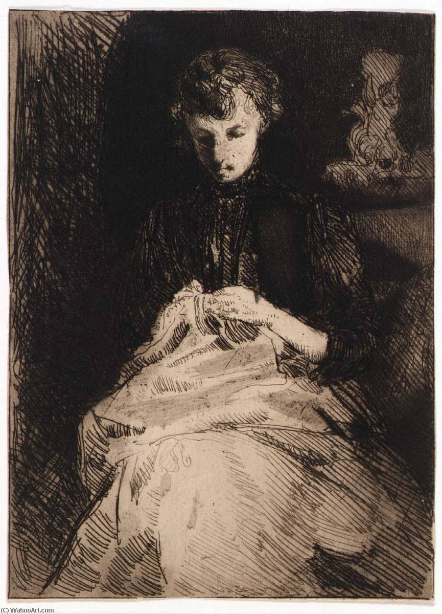 Woman Seated Sewing — Julian Alden Weir