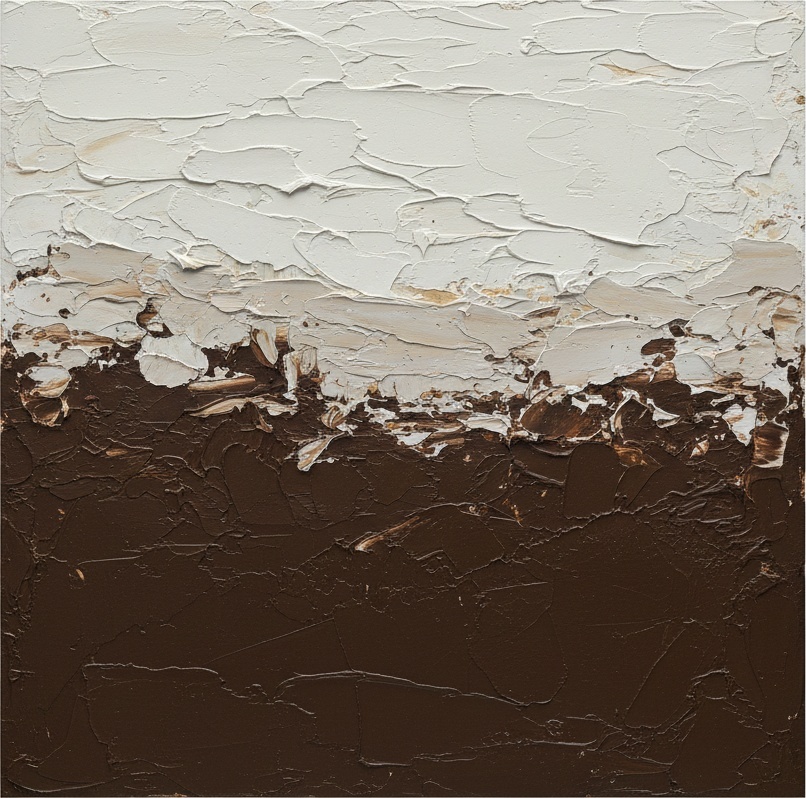 Erosive Horizon Of Umber And Cream In Sculptural Impasto Relief — David Moreau