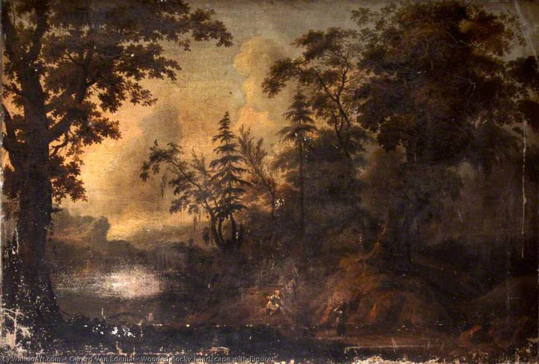 Wooded Rocky Landscape With Figures — Gerard Van Edema