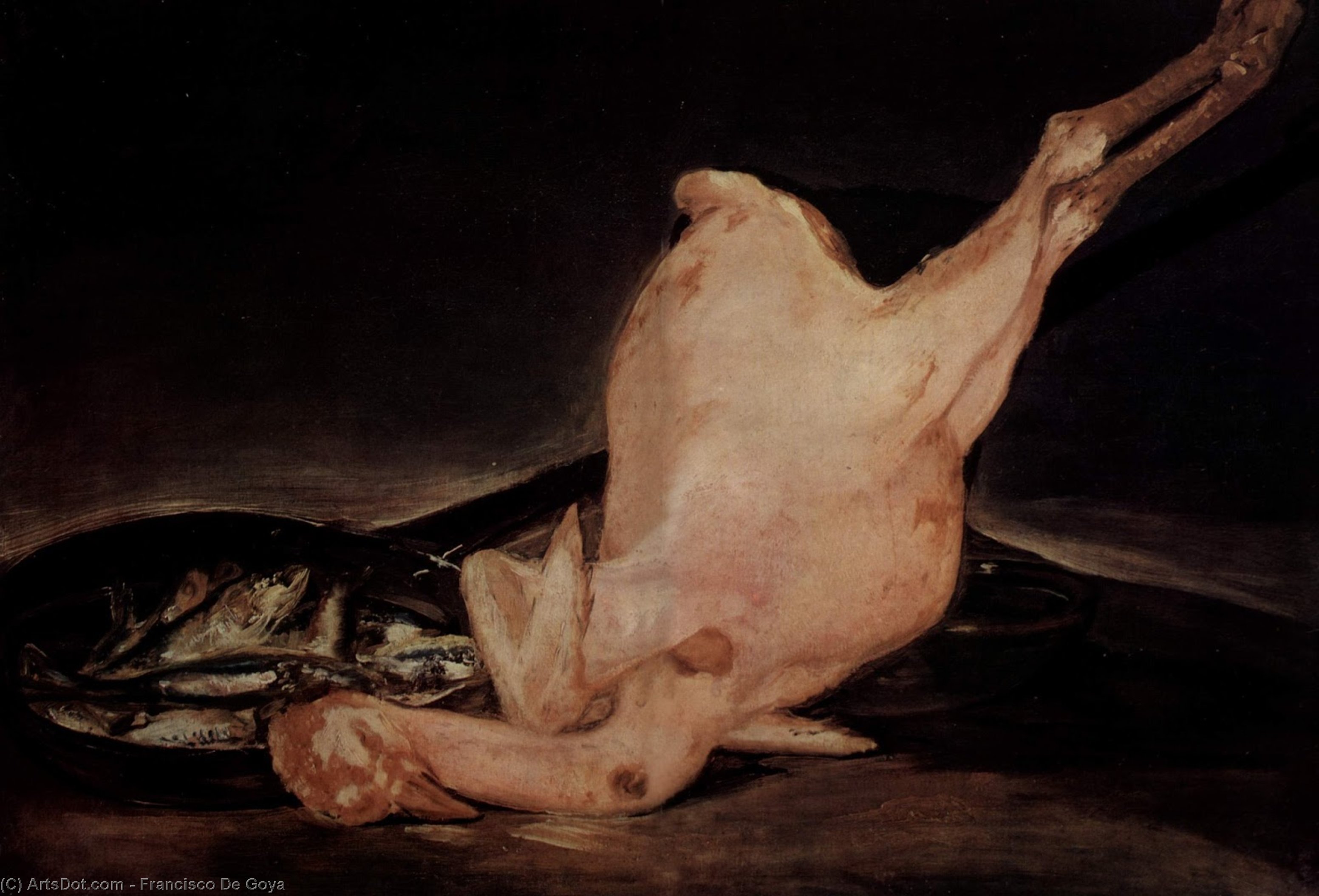 Still Life, Plucked Turkey And Pan With Fish — Francisco José De Goya Y Lucientes