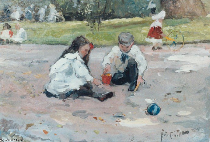 Spelende Kinderen In Een Park — August Willem Van Voorden