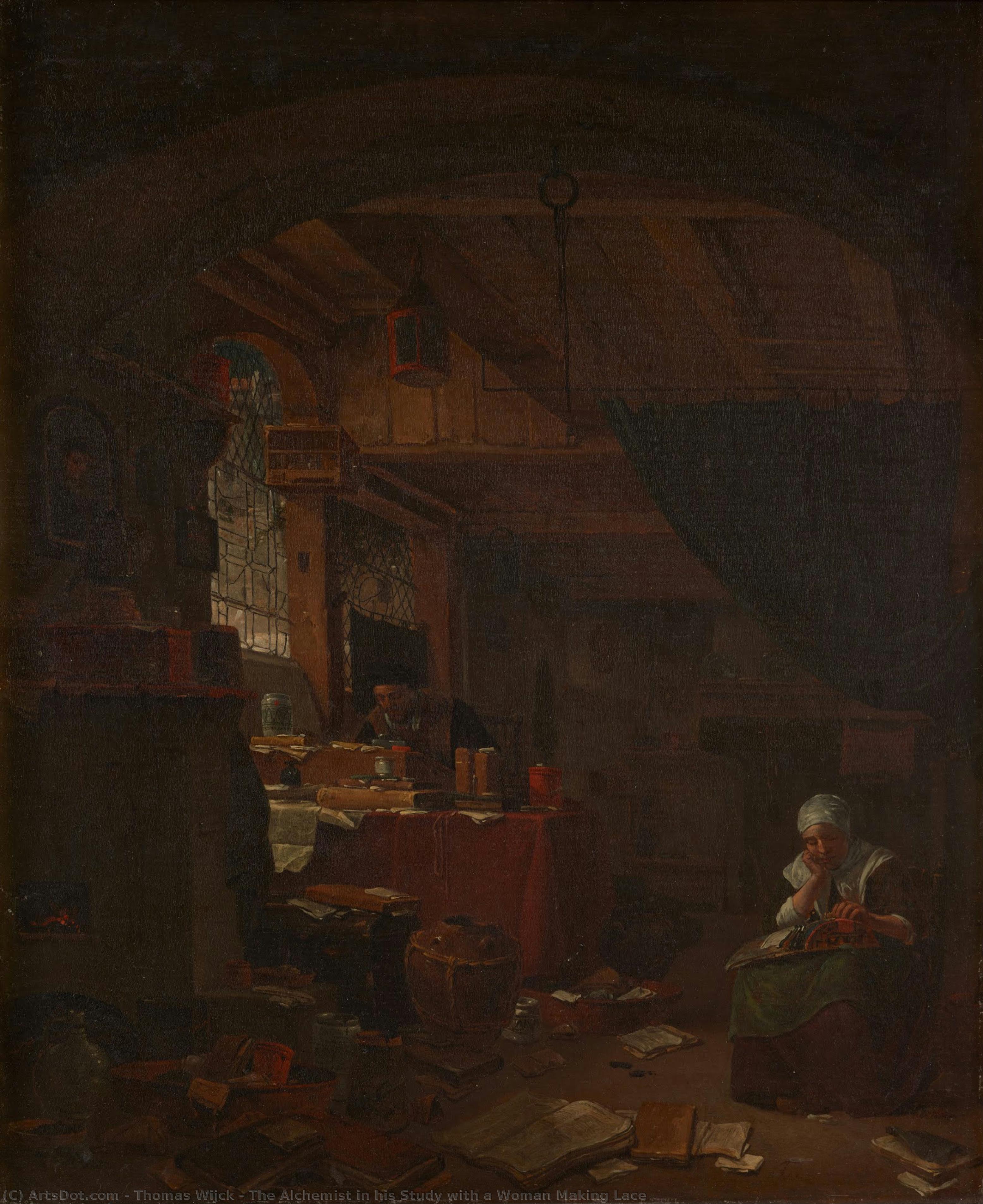 The Alchemist In His Study With A Woman Making Lace — トーマス・ウィック