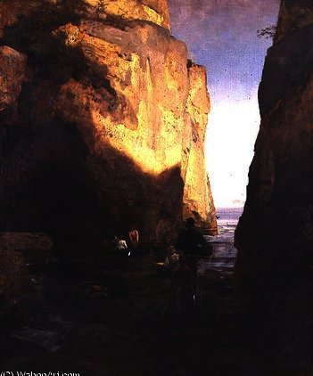 Entering The Grotto — Oswald Achenbach