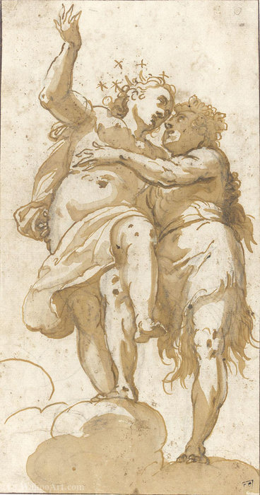 Two Allegorical Figures, Probably A Design For A Ceiling Decoration — Francesco Maffei