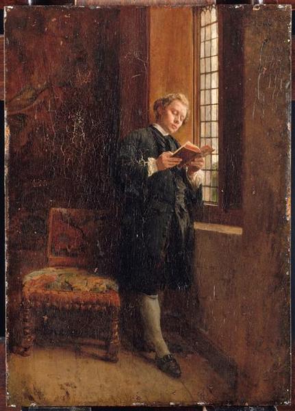 Liseur Près De La Fenêtre Dit Aussi Le Liseur Noir, Époque Xviie Siècle — Jean-louis Ernest Meissonier