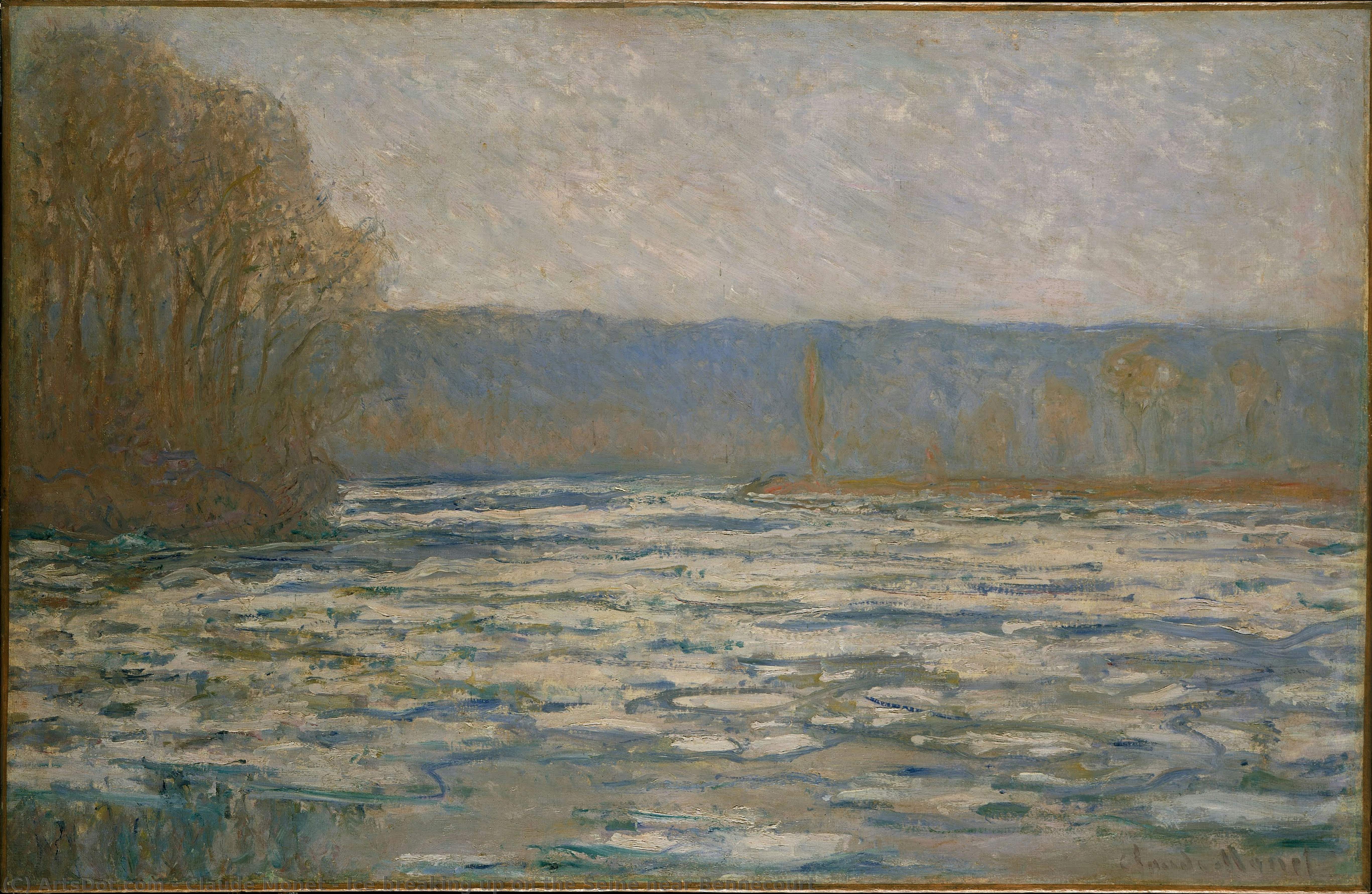 Ice Breaking Up On The Seine Near Bennecourt — Claude Monet