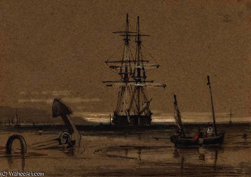 A Trading Brig At Anchor Off The Coast — Сэмюэль Прут