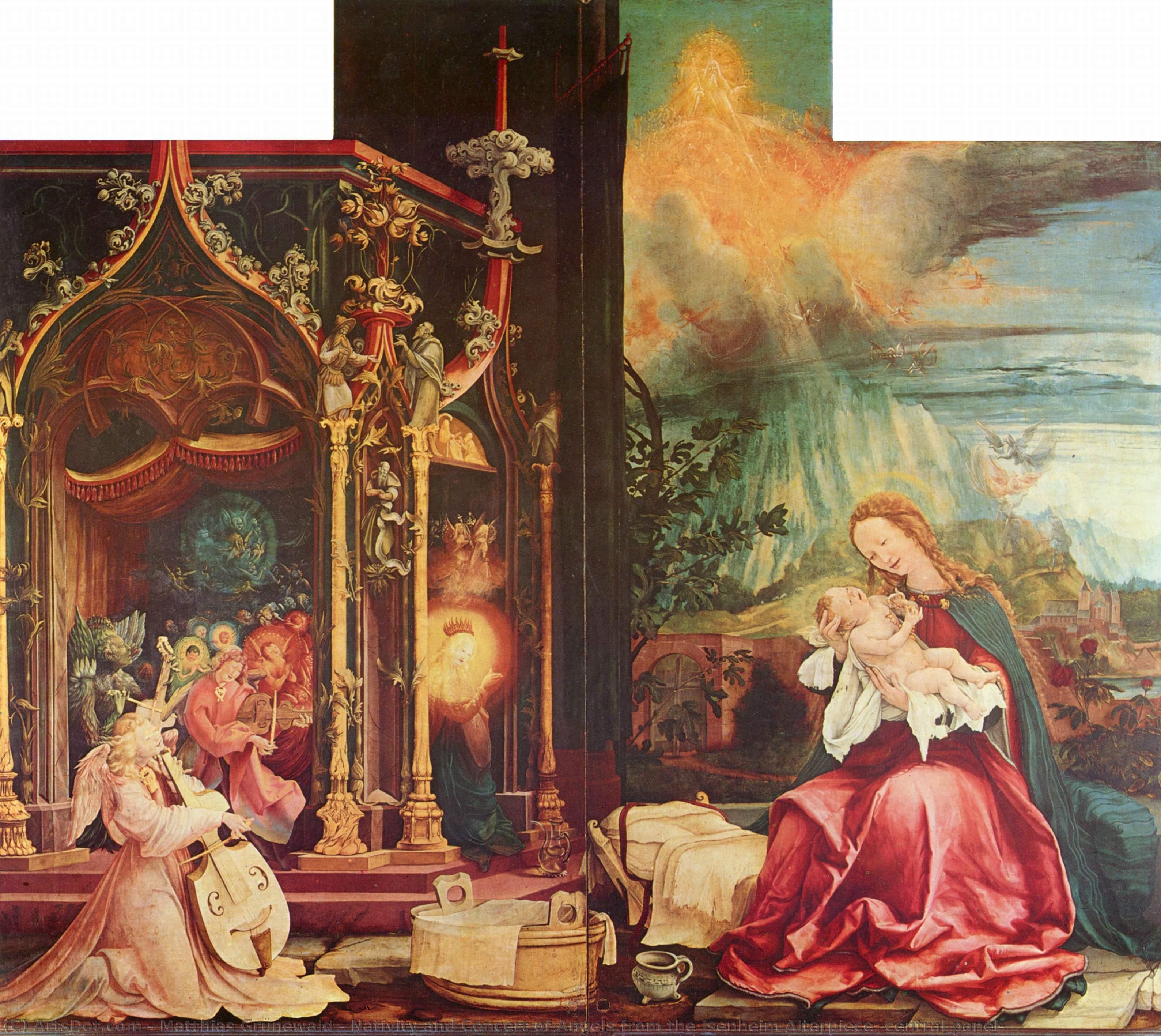 Nativity And Concert Of Angels From The Isenheim Altarpiece (central Panel) — Matthias Grünewald