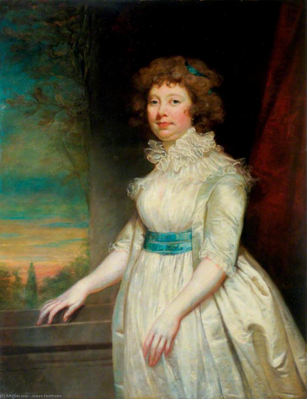 Portrait Of A Lady Wearing A White Dress — James Northcote