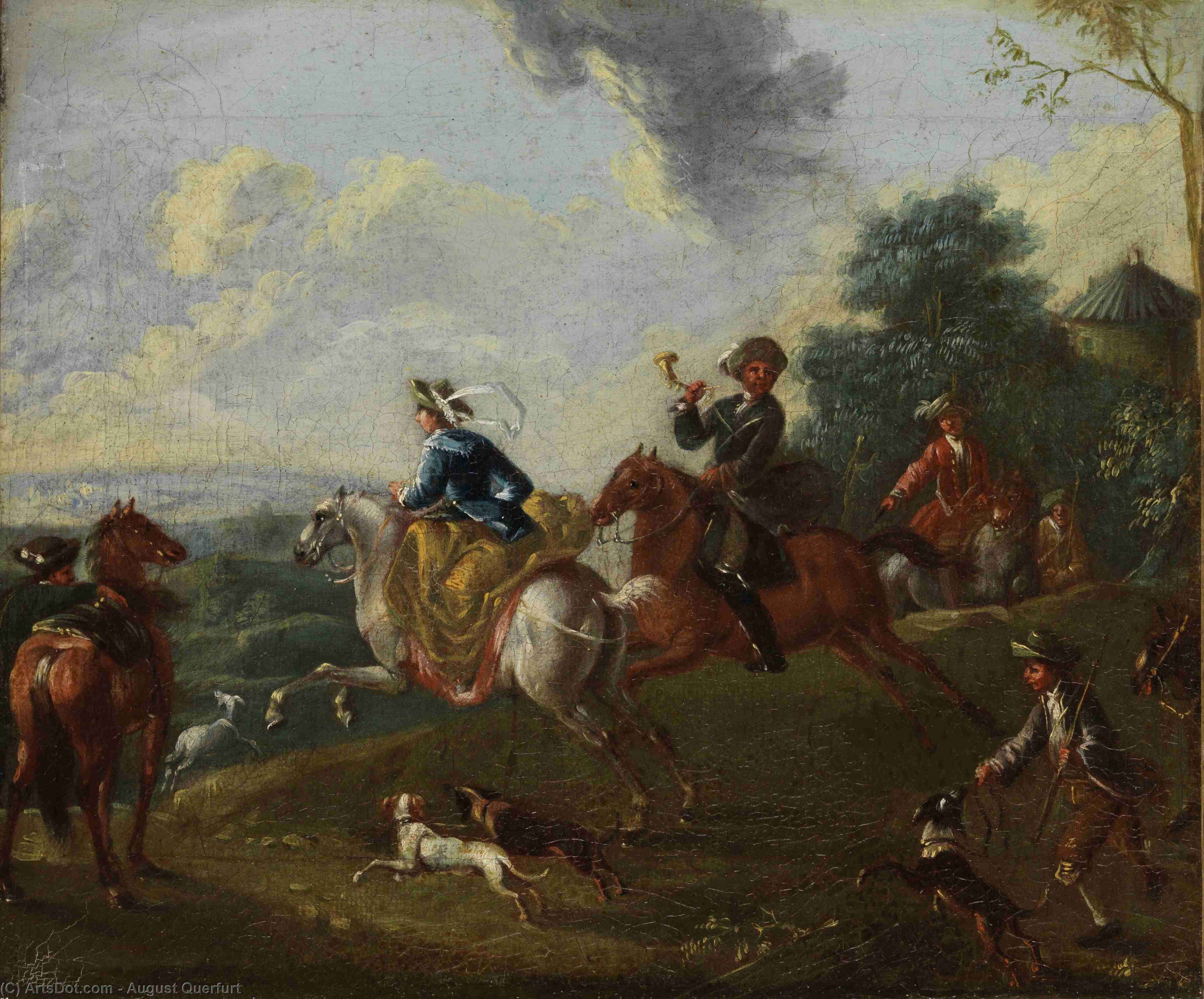 Hunt In The Hilly Landscape — August Querfurt