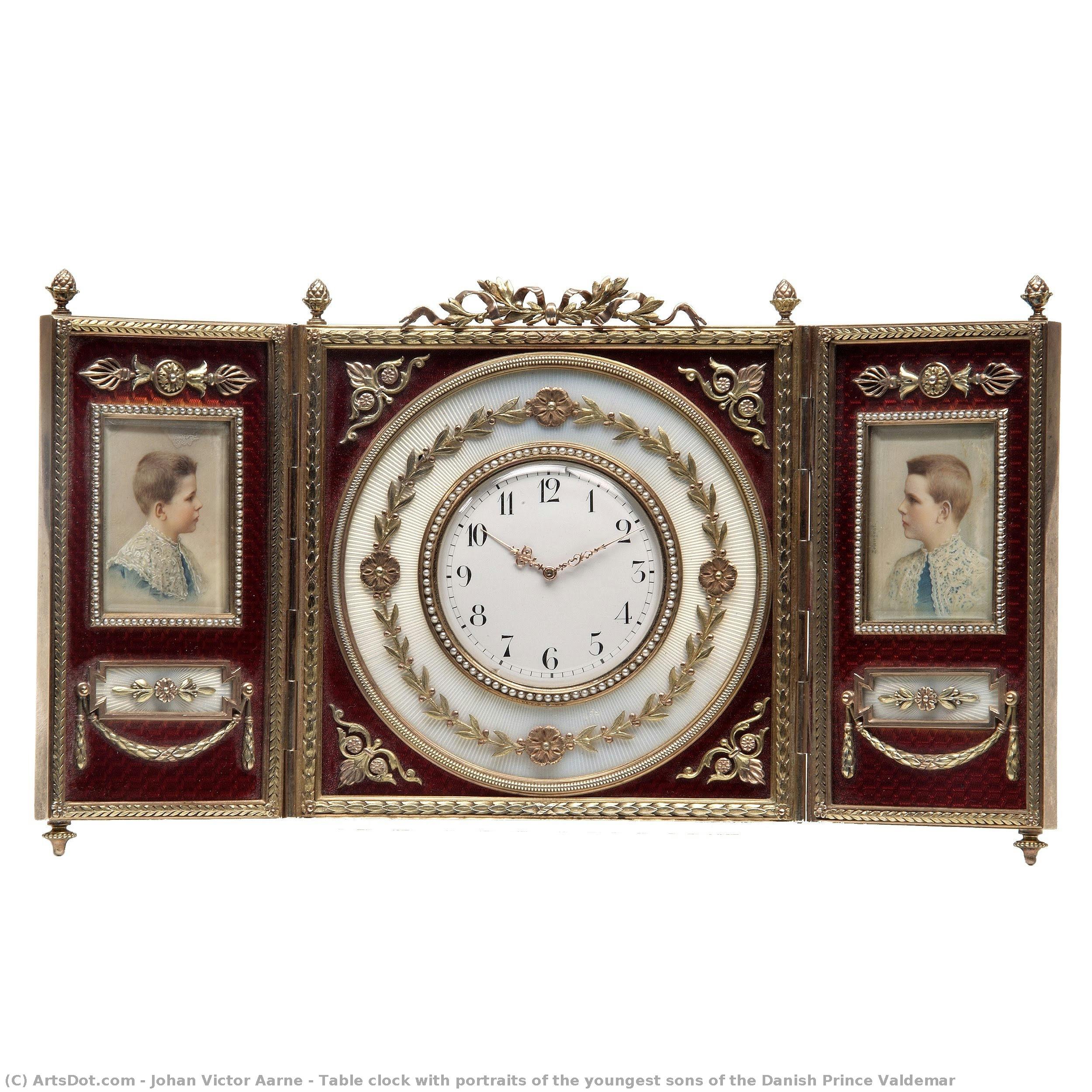 Table Clock With Portraits Of The Youngest Sons Of The Danish Prince Valdemar — Johan Victor Aarne