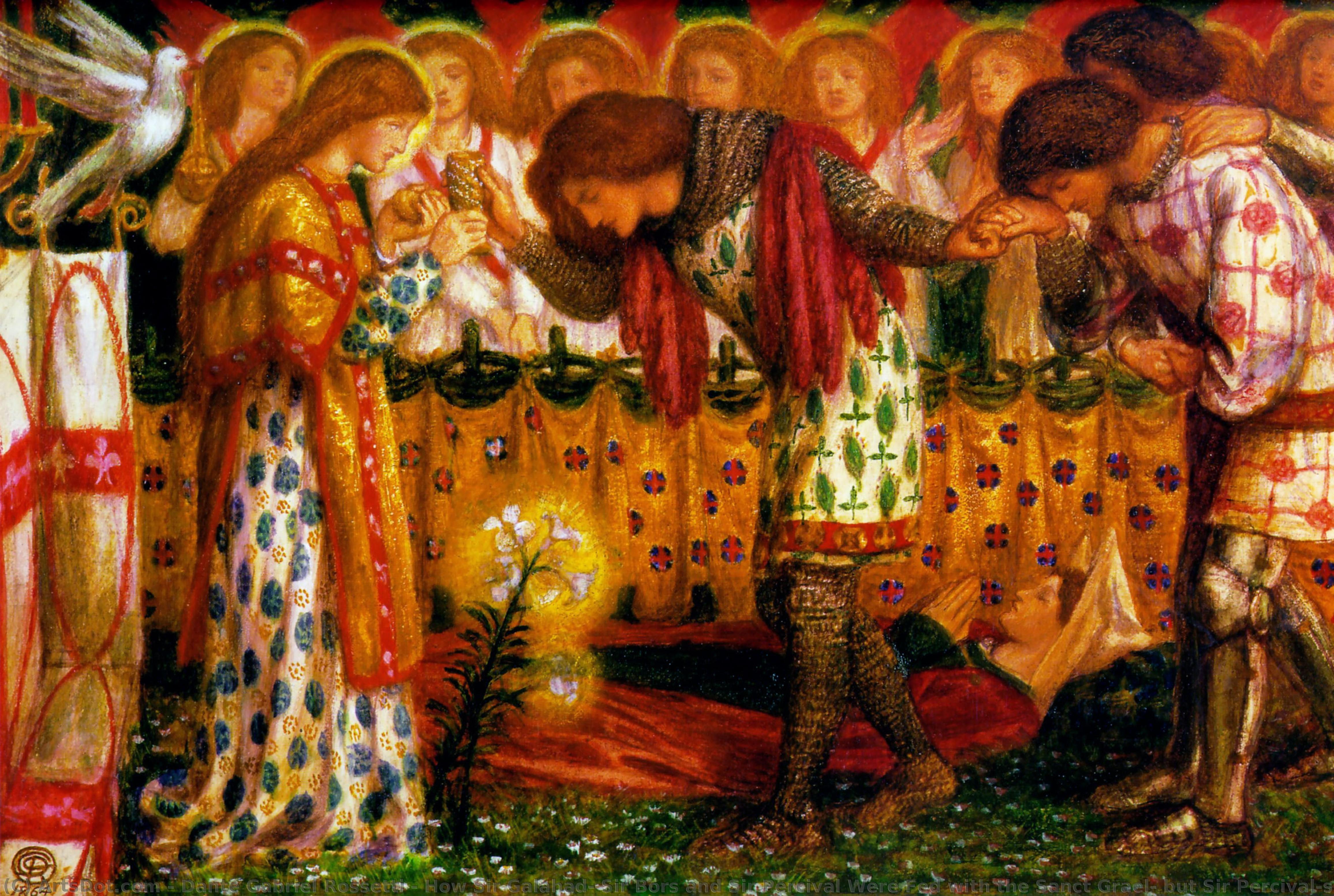 Wie Sir Galahad, Sir Bors Und Sir Percival Mit Dem Heiligen Kelch Gefüttert Wurden; Aber Sir Percivals Schwester Starb Auf Dem Weg — Dante Gabriel Rossetti