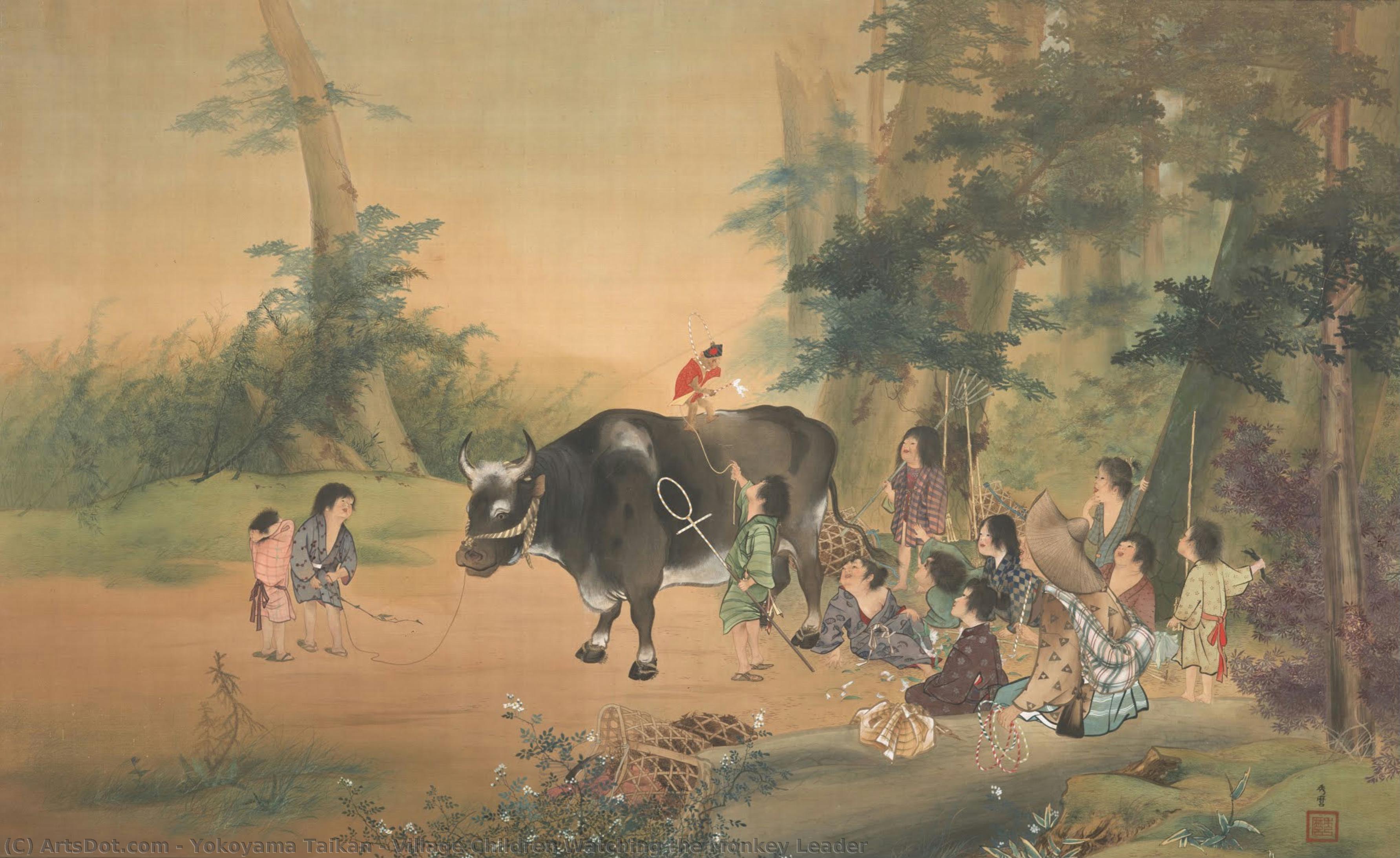 Village Children Watching The Monkey Leader — Yokoyama Taikan