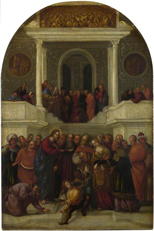Christ And The Woman Taken In Adultery — Lodovico Mazzolino