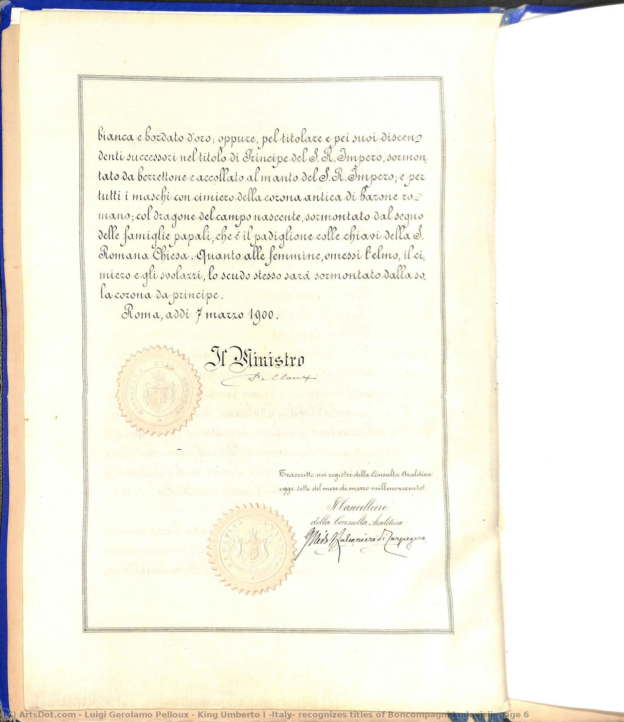King Umberto I (italy) Recognizes Titles Of Boncompagni Ludovisii: Page 6 — Luigi Gerolamo Pelloux