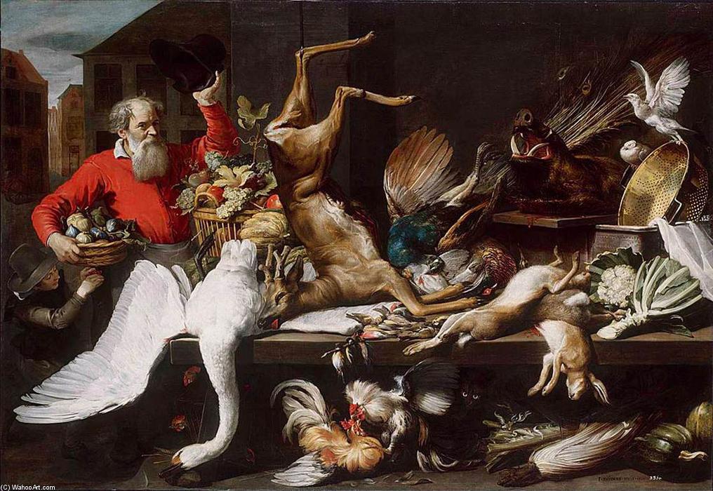 Still-life With Dead Game, Fruits, And Vegetables In A Market — Frans Snyders