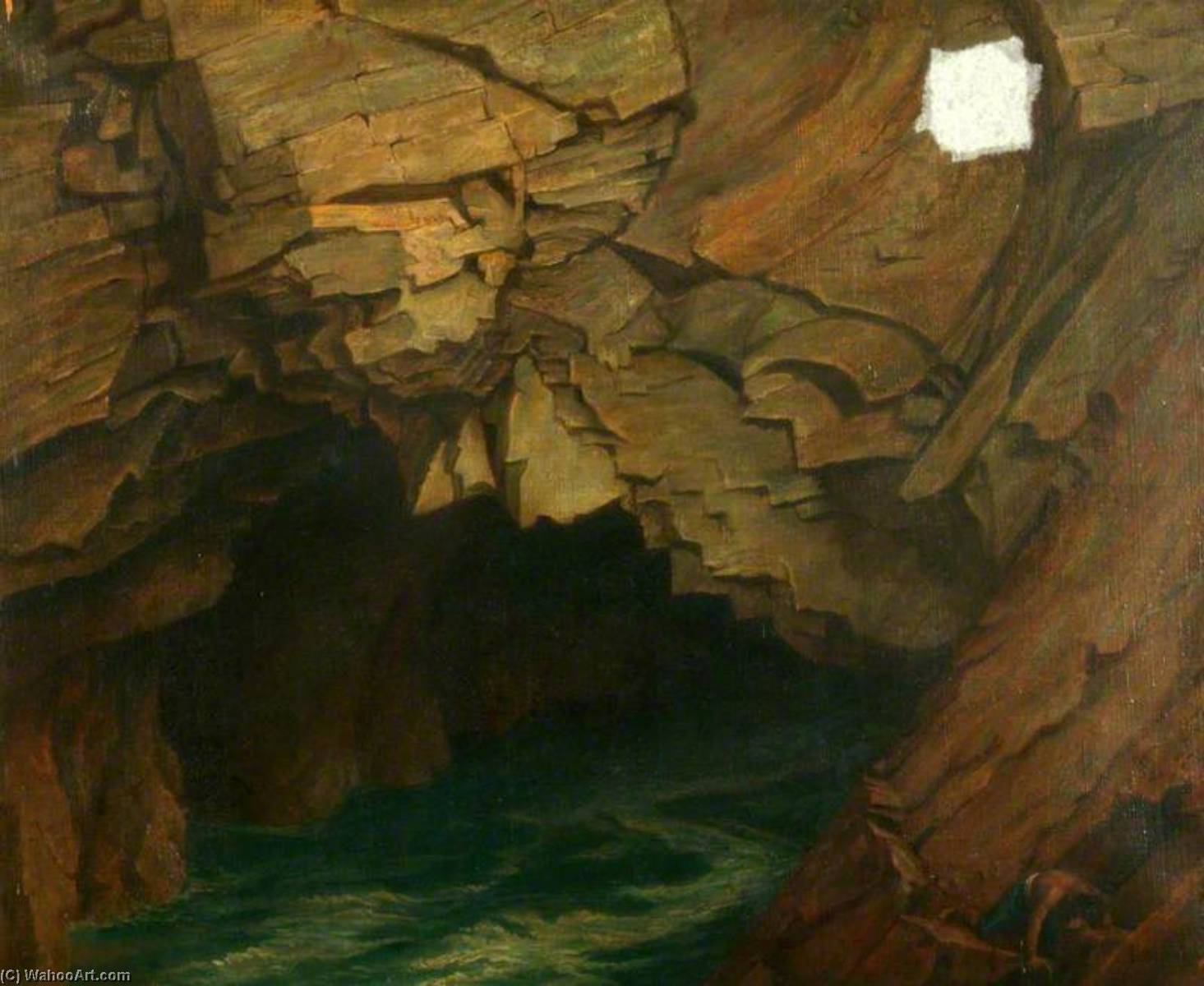 The Wild Sea's Engulfing Maw (the Gouliot Caves, Sark) — Frederic James Shields