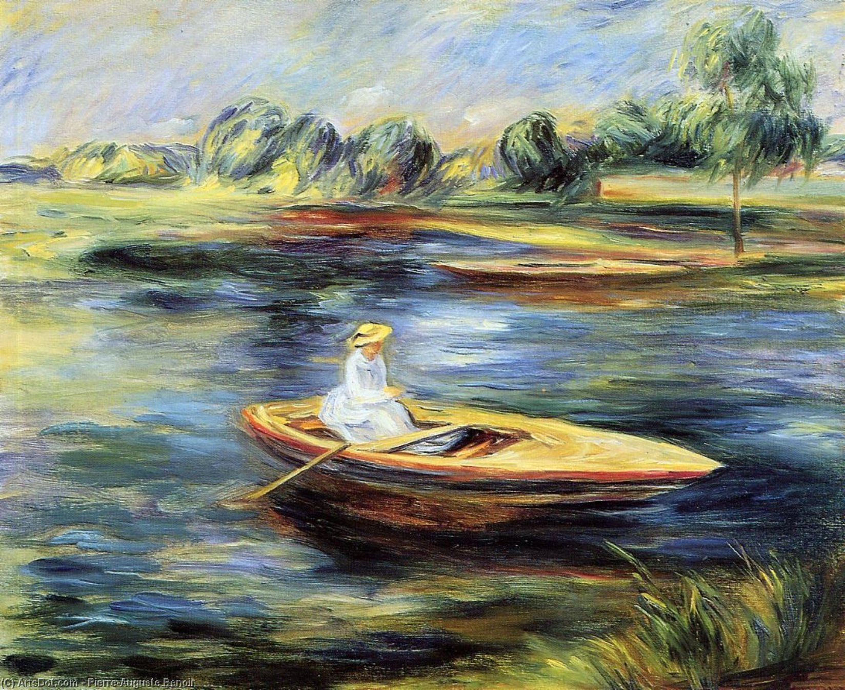 Eine Junge Frau Auf Einem Ruderboot — Pierre-auguste Renoir