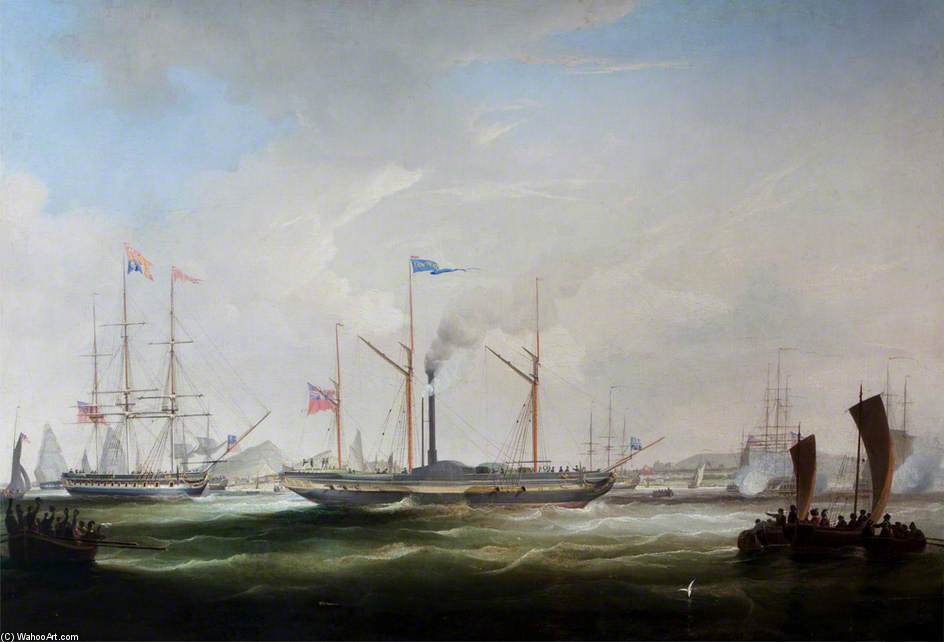Ss 'james Wyatt' Towing The Royal Yacht, 'royal George' On The Visit Of George Iv To Edinburgh — William John Huggins