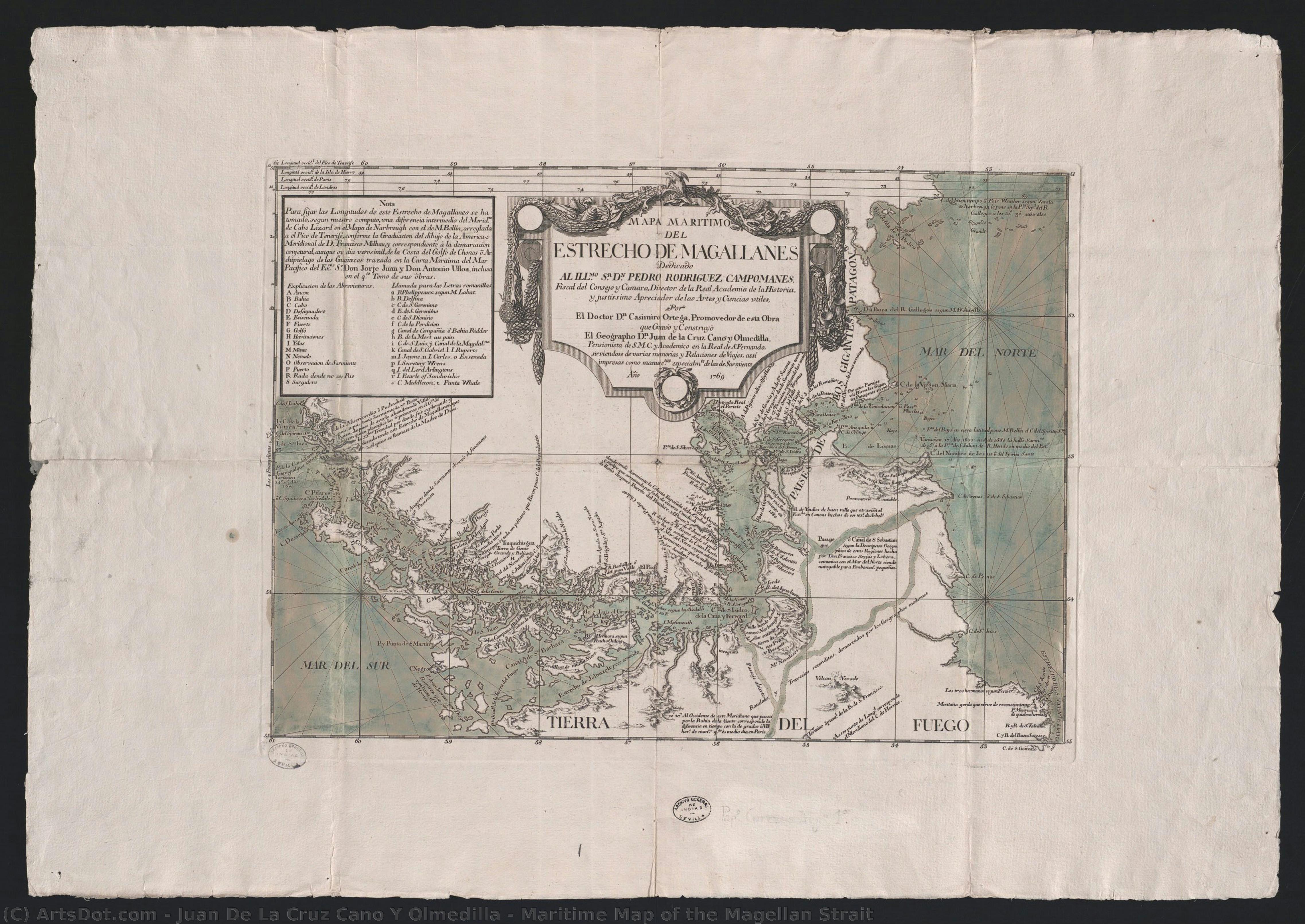 Maritime Map Of The Magellan Strait — Juan De La Cruz Cano Y Olmedilla