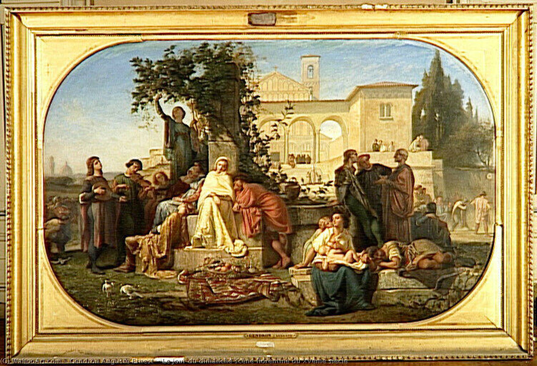 Le Jour Du Dimanche Scène Florentine Du Xvème Siècle — Gendron Auguste Ernest