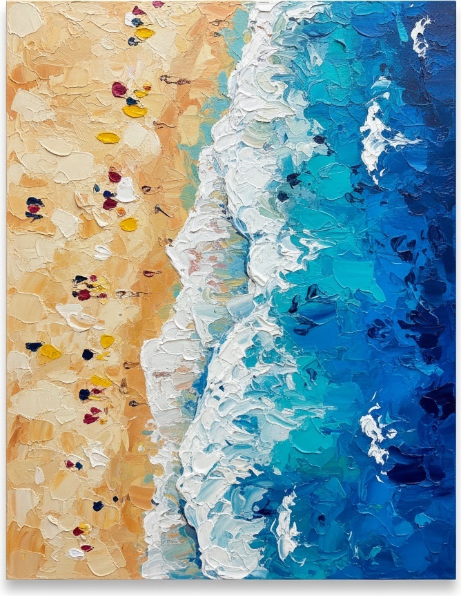 Ephemeral Tides Of Ochre And Ultramarine: A Sculptural Study In Coastal Motion — Christian Noiret