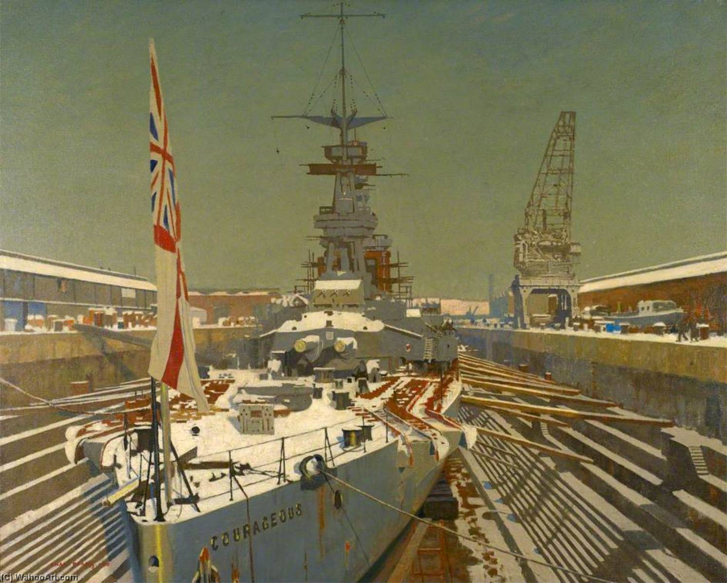 Hms 'courageous' In Dry Dock, At Rosyth, In Winter — Charles Pears