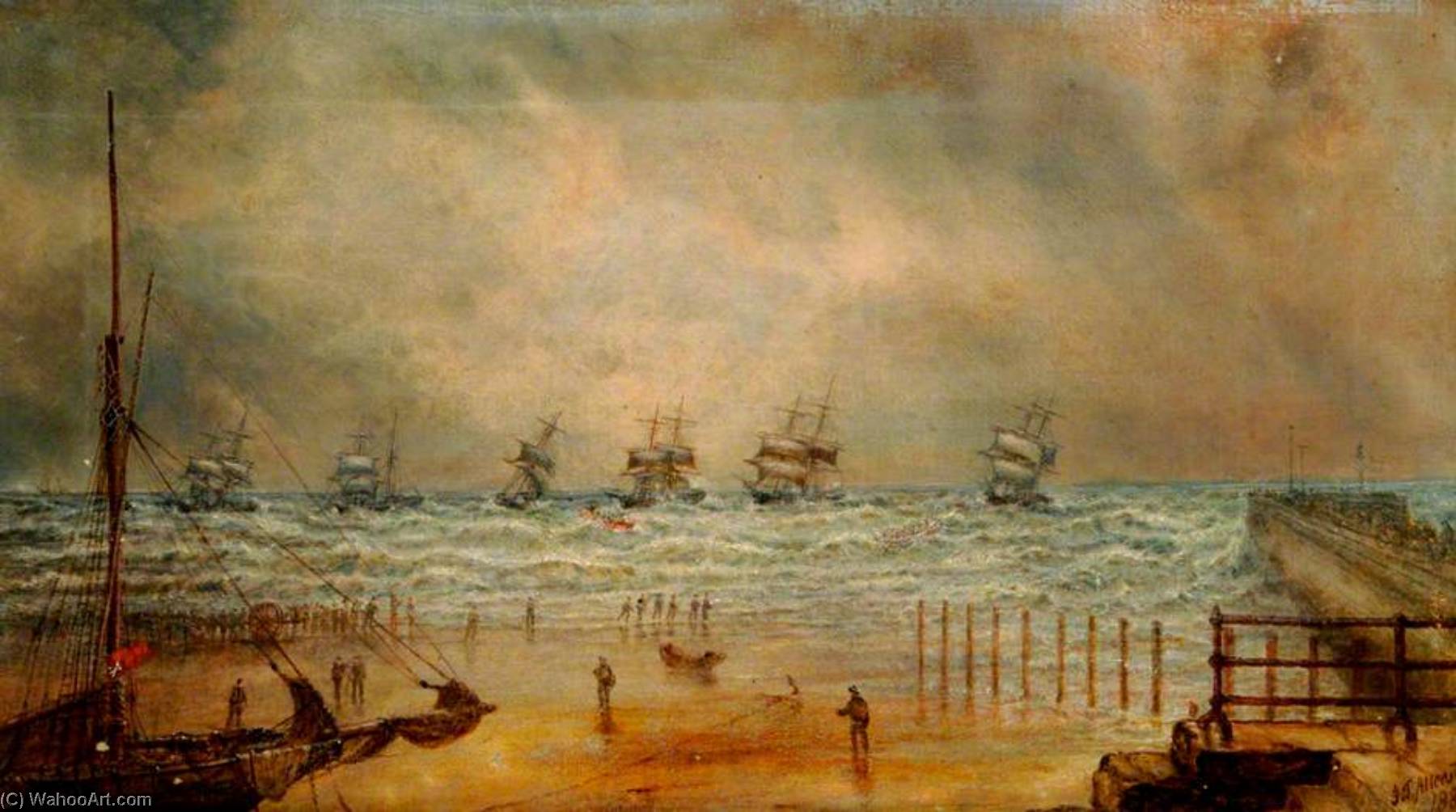 Storm At Bridlington Quay, East Riding Of Yorkshire, 10 February 1871 — John Taylor Allerston