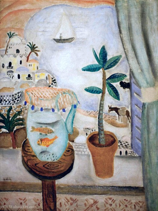 Red Fishes Near Of My Window, (1957) — Reuven Rubin