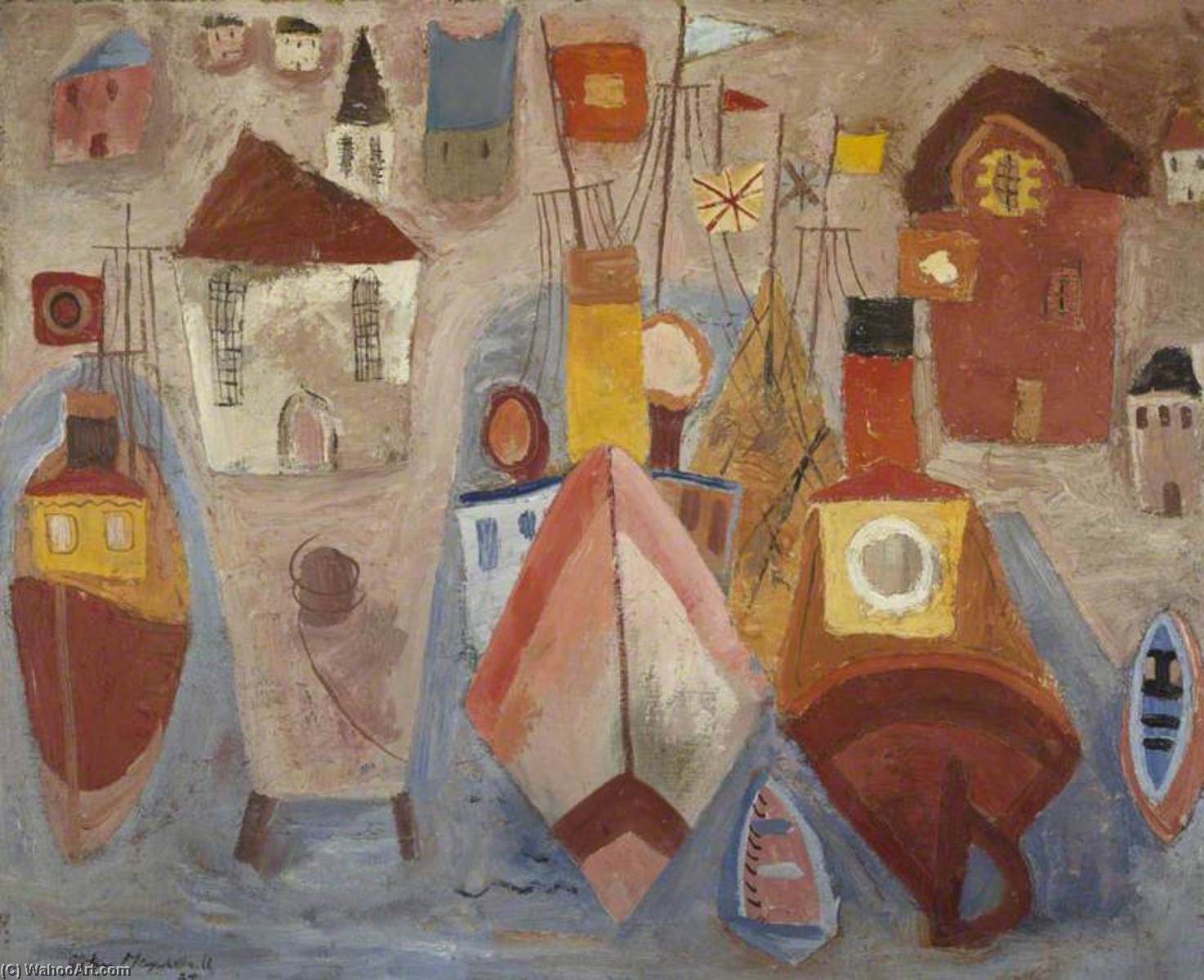 Harbour With Three Boats — John Maxwell