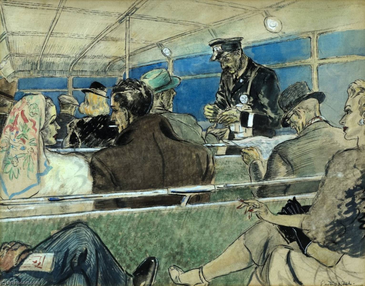 Bus Interior Scene — Eustace P. E Nash