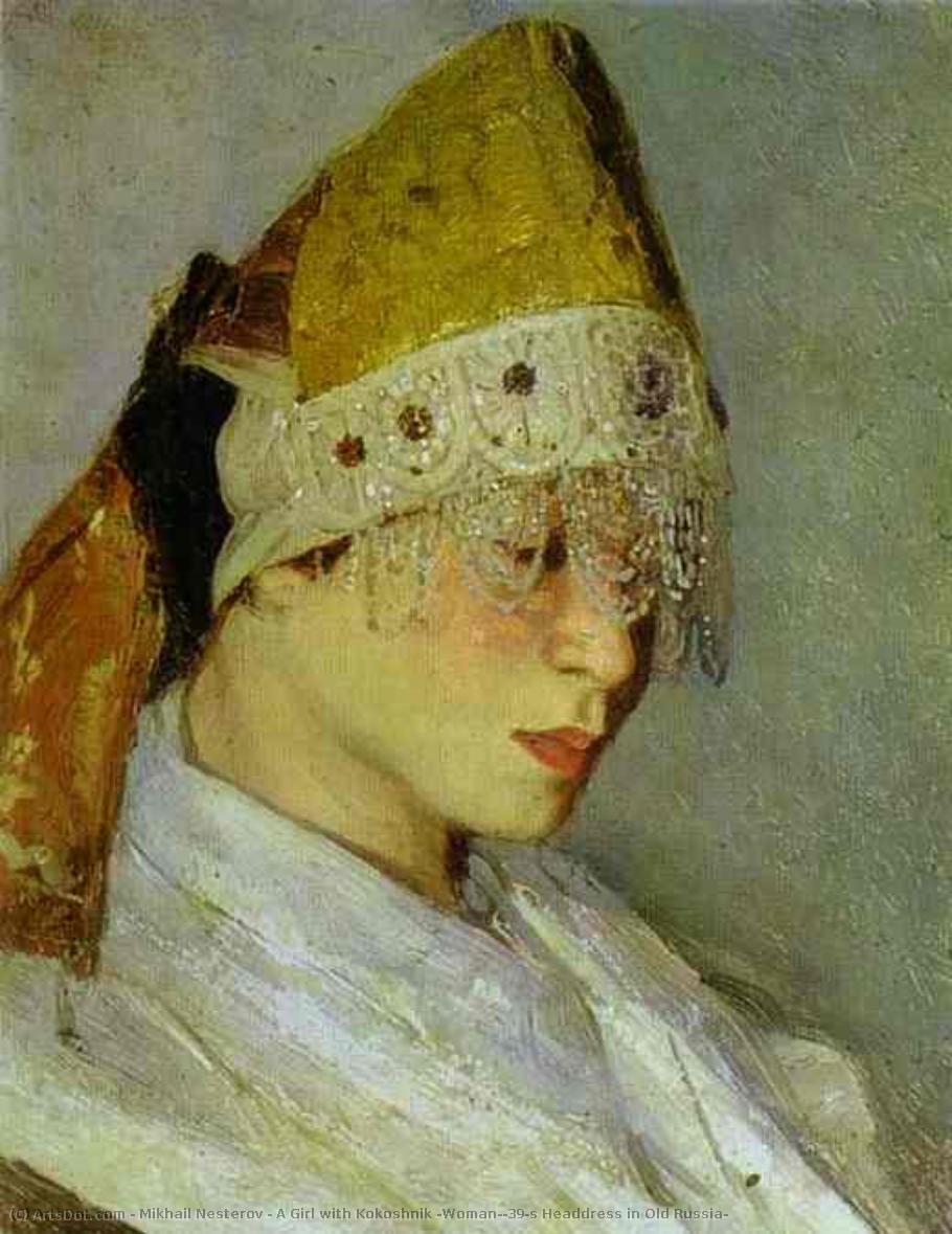 A Girl With Kokoshnik (woman's Headdress In Old Russia) — Mikhail Nesterov