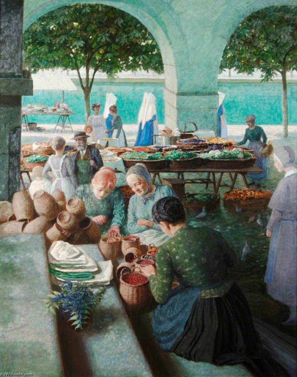 Market Scene, Lucerne — Уильям Герберт Аллен