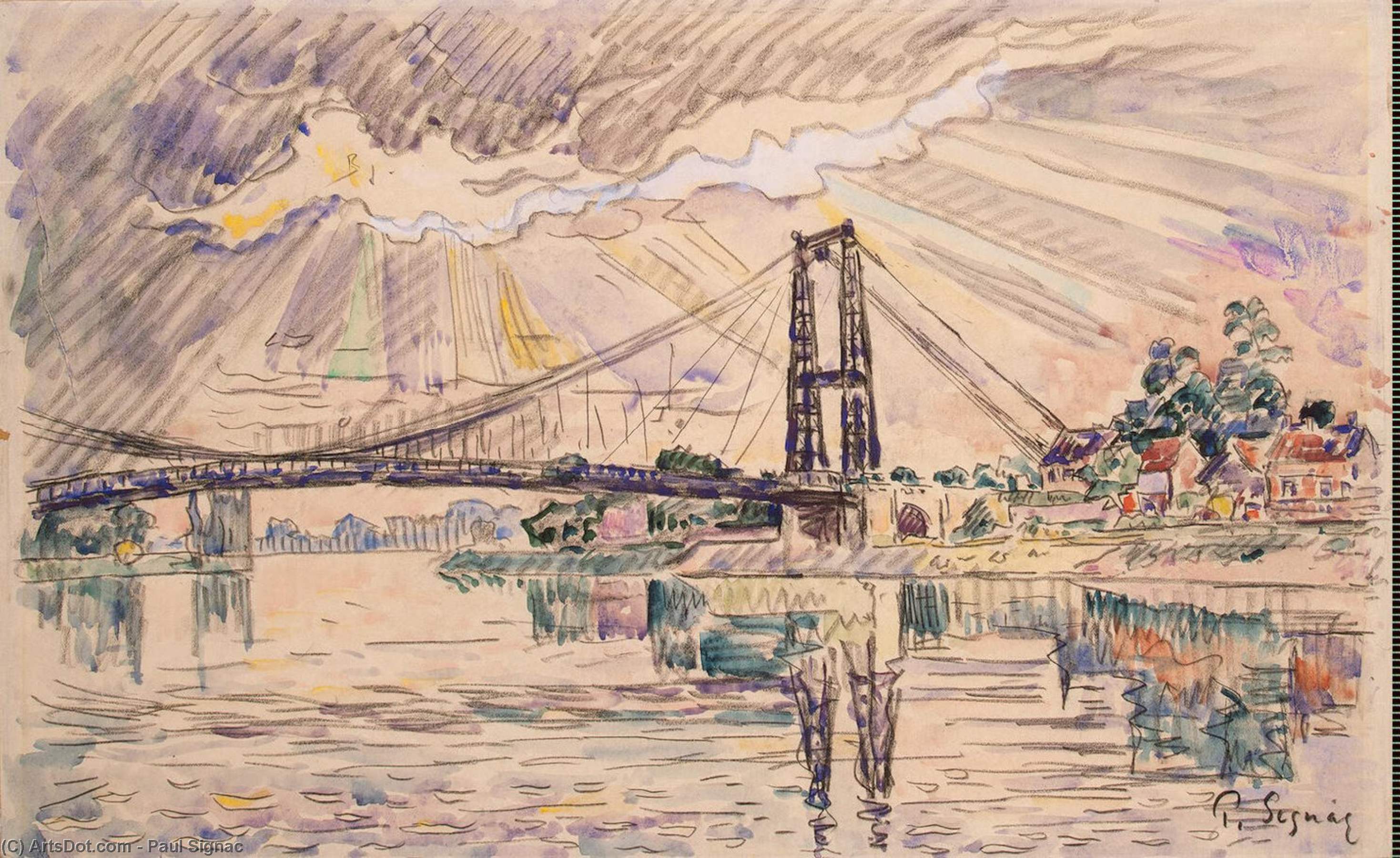 Suspension Bridge In Les Andelys1 — Paul Signac