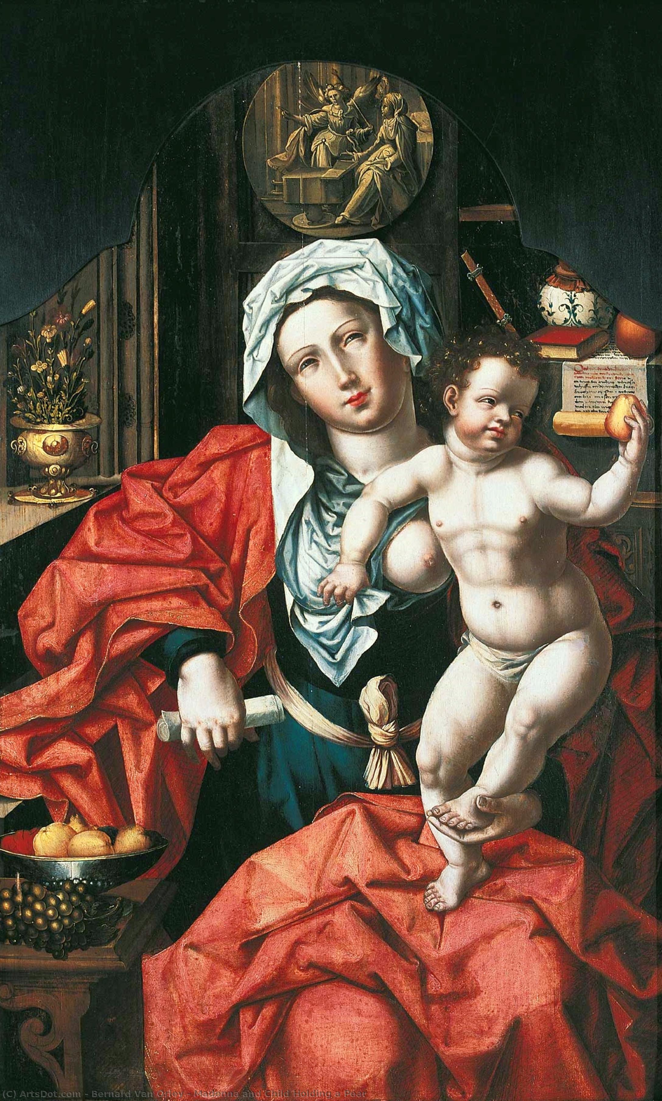 Madonna And Child Holding A Pear — Bernard Van Orley
