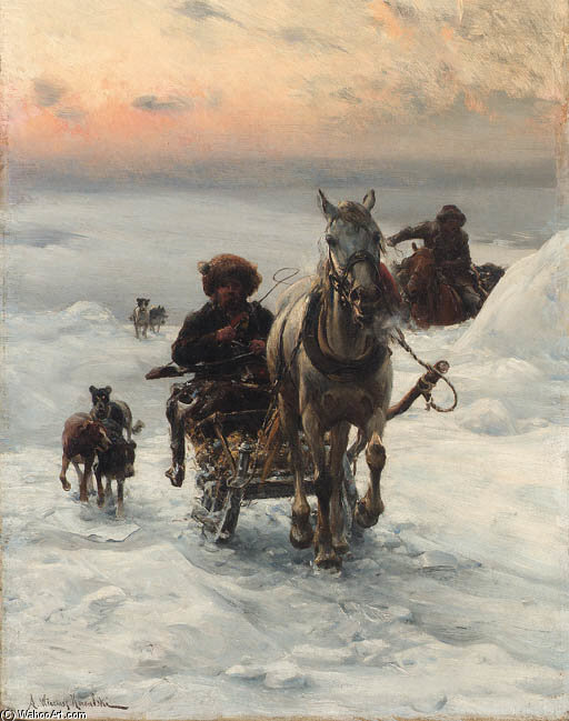 Cossacks Returning Home In The Snow — Alfred Wierusz Kowalski
