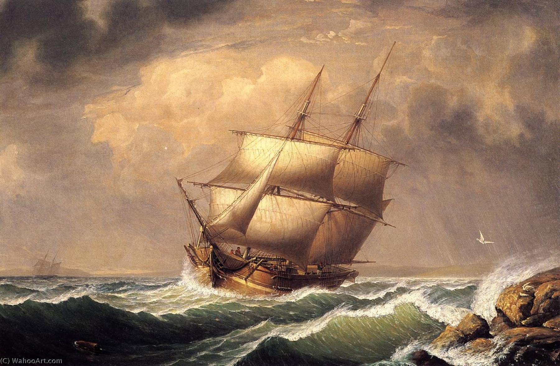 Merchant Brig Under Reefed Topsails — Фитц-хенри Лэйн